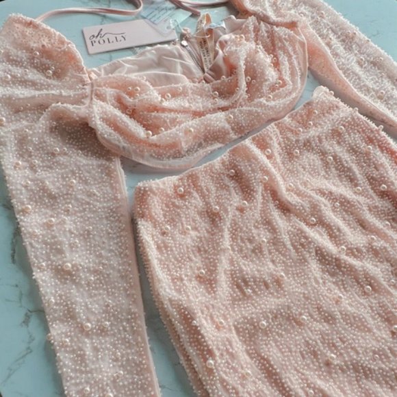 BNWT Oh Polly pink blush pearl coord set -  size8 - Picture 4 of 7